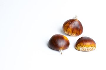 fresh seasonal chestnuts harvested in the field