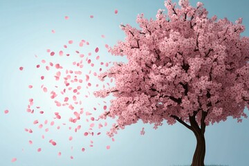 A blossoming cherry tree in spring, with petals gently falling, representing renewal, hope, and peaceful wishes.