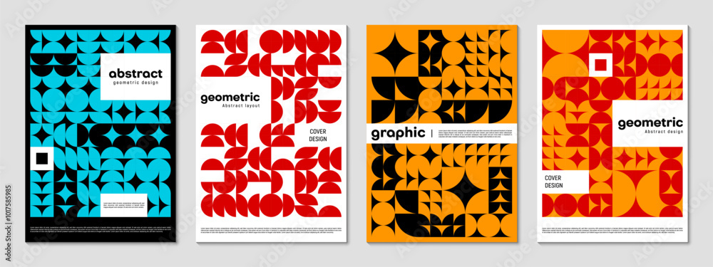 Poster geometric posters templates with abstract modern shapes pattern, vector banner layouts. modern trend