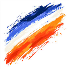 Dutch flag sticker paint stroke design white background for your work