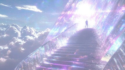 Ascending the Virtual Summit: Ray Tracing 3D Character Climbing Digital Mountain with Cinematic Lighting