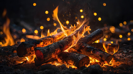 A mesmerizing bonfire capture in fireplace.