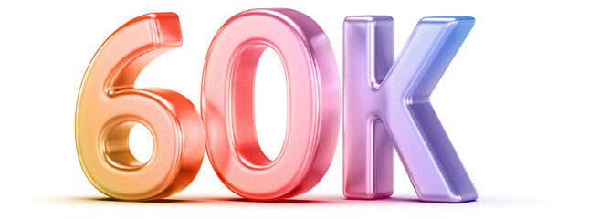 60K Followers Gradient 3D Number
