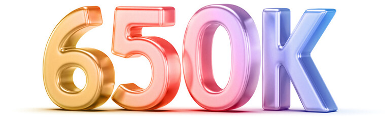 650K Followers Gradient 3D Number