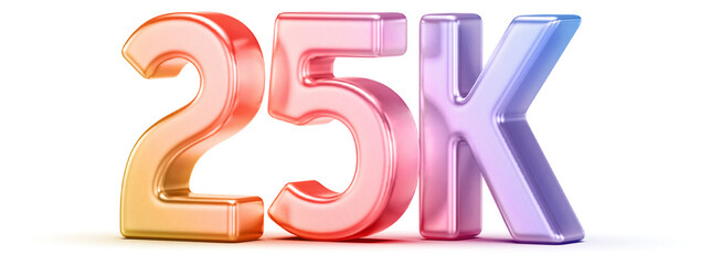 25K Followers Gradient 3D Number