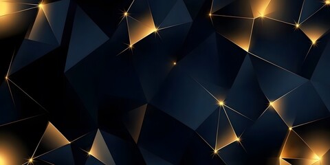 
Abstract dark blue and gold polygon background banner design, generative ai
