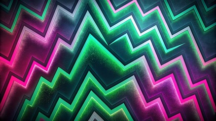 Geometric abstract background with vibrant zigzag patterns in neon colors and depth effects