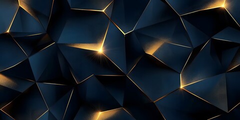 
Abstract dark blue and gold polygon background banner design, generative ai
