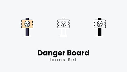 Danger Board Icons thin line and glyph vector icon stock illustration