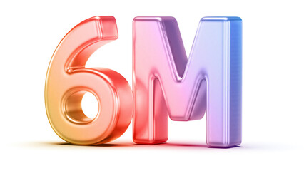 6M Followers Gradient 3D Number