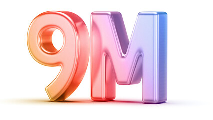 9M Followers Gradient 3D Number