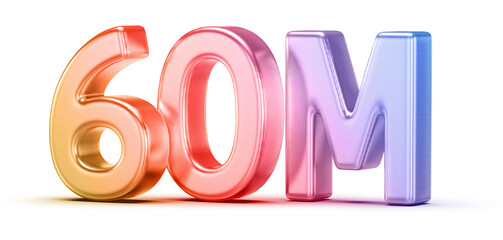 60M Followers Gradient 3D Number