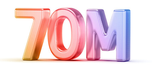 70M Followers Gradient 3D Number