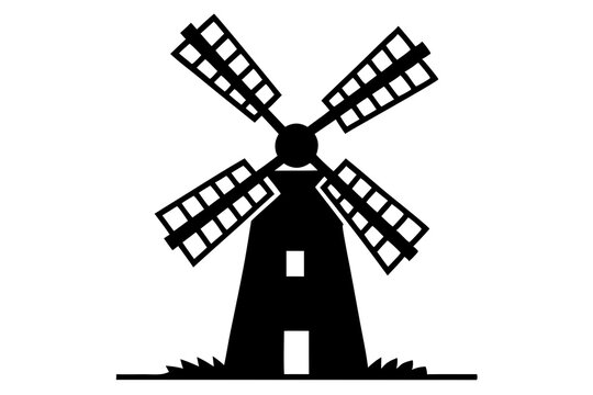 recommend clip art: Windmill | vector silhouette illustration on white background