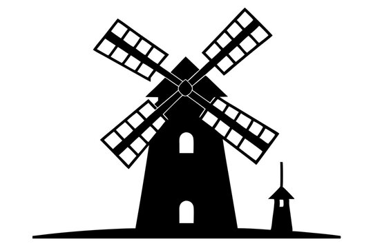 recommend clip art: Windmill | vector silhouette illustration on white background