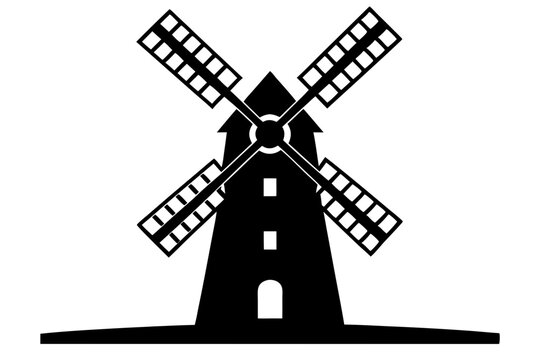 recommend clip art: Windmill | vector silhouette illustration on white background