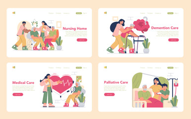 Fototapeta premium Nursing Home. Flat Vector Illustration