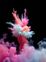 Color powder explosion on black background Smoke Explosion Backdrop