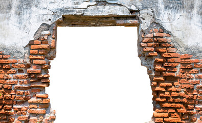 old brick wall with transparent hole in the middle