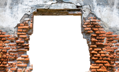old brick wall with transparent hole in the middle