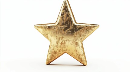 A Golden Star with Scratches and Distressed Texture on a White Background