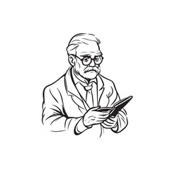 Scientist icon in line style. For your design, logo. Vector illustration. Editable Stroke