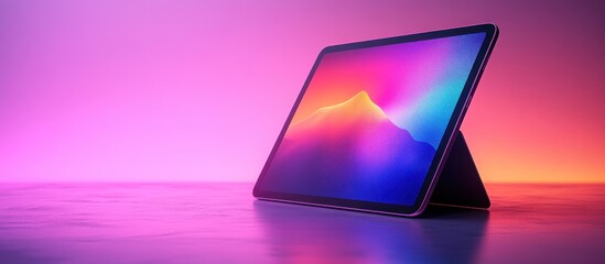 Tablet with Colorful Landscape Wallpaper