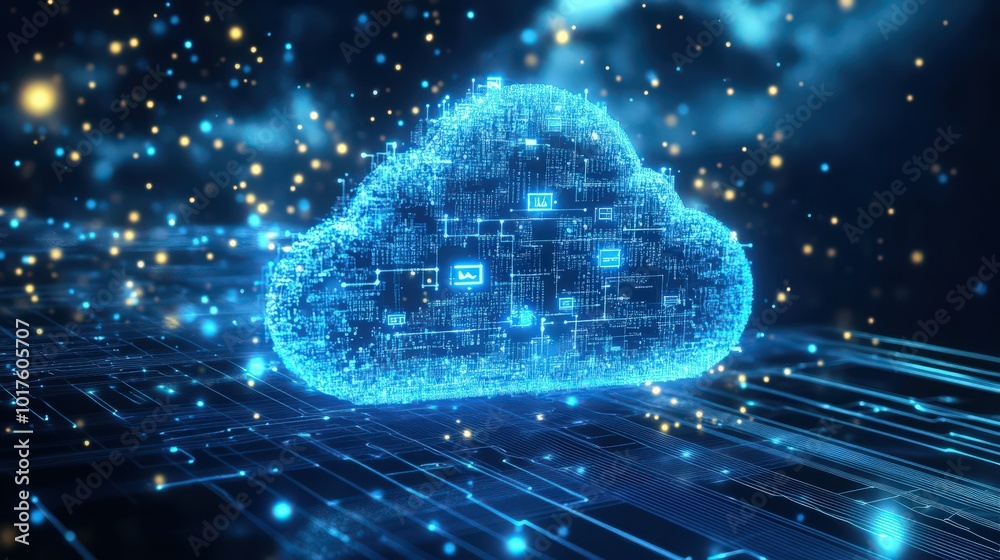 Poster digital technology and cloud computing work together to optimize data processing, providing engineer