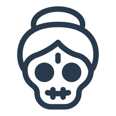 Female Skull with Bun Hairstyle