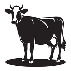 Cow black silhouette vector isolated on white background 