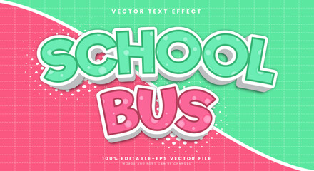 School Bus editable text effect Template with modern style Theme