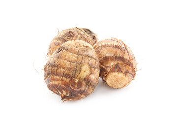 fresh taro root vegetable isolated on a white background