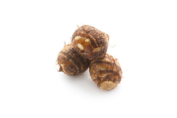 fresh taro root vegetable isolated on a white background