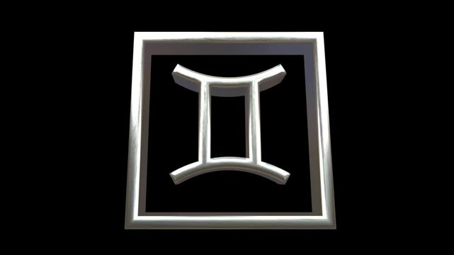 Gemini symbol 3D Animation in black and white color | Gemini zodiac sign | 