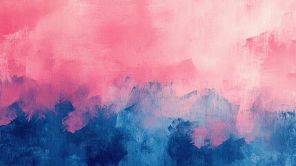 Abstract Painting in Pink and Blue Hues