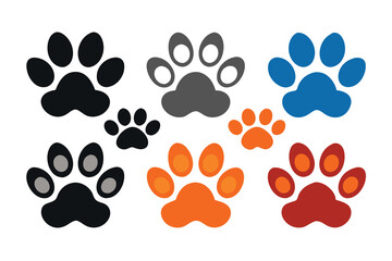 Paw print isolated flat vector illustration white background