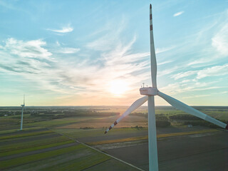 Wind turbine in rural landscape