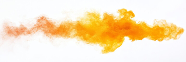 Abstract orange smoke wisps on white background