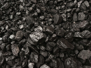 Macro shot of black coal pile