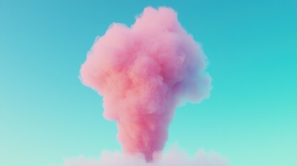 Naklejka premium Pink Cotton Candy Cloud in Blue Sky Dreamy Abstract Background