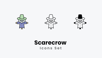 Scarecrow  Icons thin line and glyph vector icon stock illustration