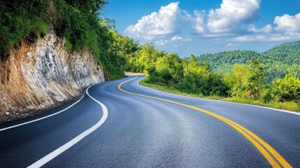 Fototapeta premium Scenic Winding Road Through Lush Green Landscape