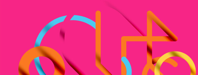 Abstract background. Circles and colorful round shape lines. Linear geometric minimal design