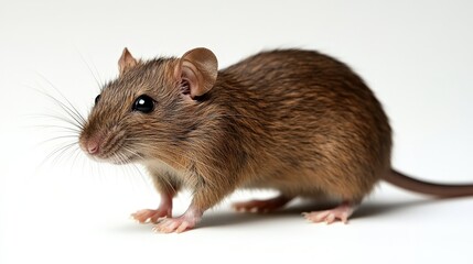 Close-up of a Brown Mouse on a White Background