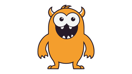 happy orange monster vector illustration