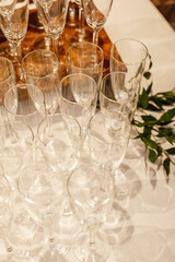 looking down at champagne flutes for wedding