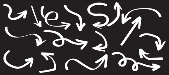 Set of Hand drawn vector arrows doodle on white background .design element vector illustration.