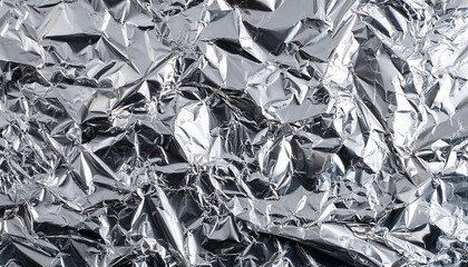 Shiny silver tinfoil surface as background, top view