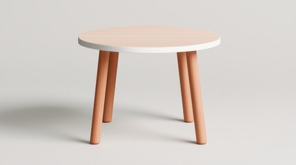 Minimalist Scandinavian Round Wooden Table 3D Rendering