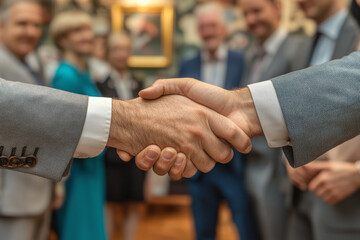  Close up of businessman had shacking hands business meeting